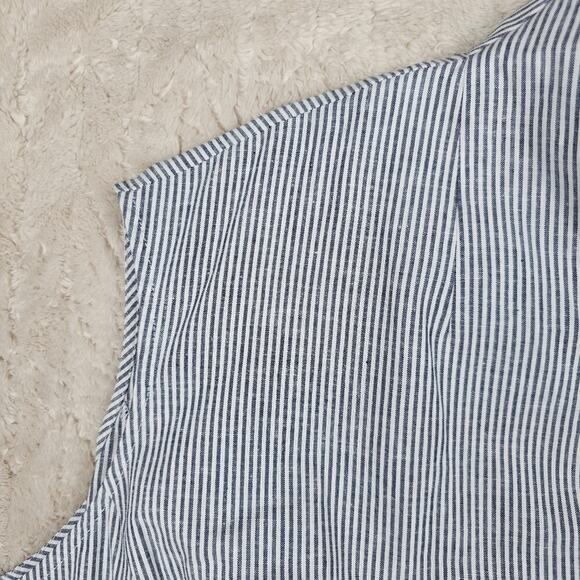 Ming Wang Blouse 3X Sleeveless Linen Striped Minimal Modern Quiet Luxury Classic - Picture 2 of 9